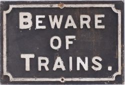 Midland Railway Cast iron sign. BEWARE OF TRAINS.