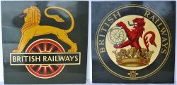 2 x British Railways coats of arms mounted onto wood.