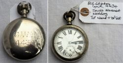 GWR Pre grouping Guards Watch. Engraving on rear GWR 4434. Fitted with Swiss movement. Working