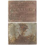 GWR Cast Iron Signal Box door notice. No unauthorized persons etc. Good original condition.