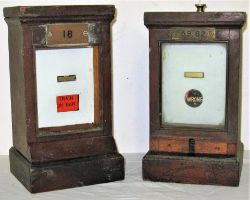 2 x GWR Signal Box wooden cased repeaters. Slot indicator and Train on Bar indictor fitted with