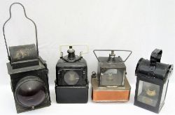 4 x Railway Lamps. BR(M) Tail lamp (no vessel). LMS General purpose lamp. 2 x BR(M) Signal Lamp