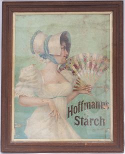 Framed & glazed advertising show card. HOFFMANS STARCH. Measures 22.5 in x 27 in.