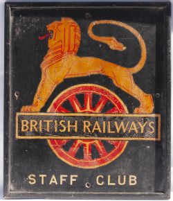 British Railways STAFF CLUB Board. Measures 17.5 in x 20 in.