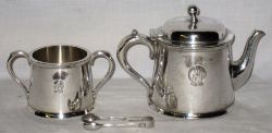 3 x pieces of GWR table silverware. GWR Tea Pot. GWR sugar bowl and a GWR Sugar tongs all in