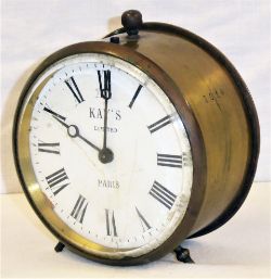 GWR Kays brass Drum Clock not stamped GWR but with matching numbers 3016 on case, back and movement.