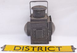 BR(W) GWR pattern Guards Van Side Lamp, no vessel. Together with an Underground enamel DISTRICT