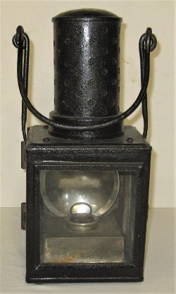 GWR explosion proof handlamp. Complete with rape oil burner and fittings. Stamped GWR on hinges,