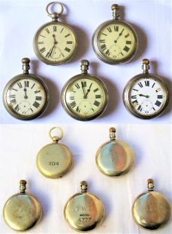 A Lot containing 5 x Railway Guards watches all not working grouped together as spare parts. All