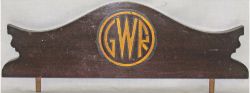 GWR wooden sign fitted with pins for mounting on a cabinet with original GWR 1935 monogram