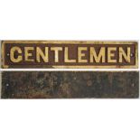 GWR Post Grouping cast iron door plate GENTLEMEN in good original condition.