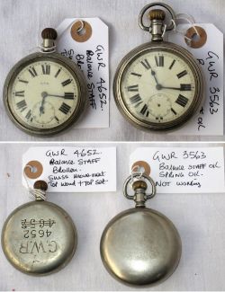 2 x Railway Guards Watches. GWR 4692 deleted 4657. Not Working missing second hand. GWR 3653. Not