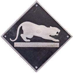 British Rail cast aluminium depot plaque for Leicester depicting the Panther. Square cast