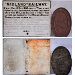 Midland Railway cast iron sign. TRESPASSERS WILL BE PROSECUTED, Alexis Charles 1899 together with