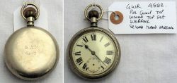 GWR Pre grouping Guards Watch. Engraved on rear GWR 4883 in small letters. In working condition