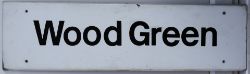 Modern Station Sign. WOOD GREEN. Measures 42in x 12in.