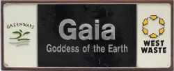 Nameplate GAIA Goddess of the Earth - Uncarried and mounted on wooden back board. This name was