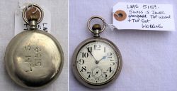 LMS Guards Watch. Engraved rear LMS 5159. Fitted with Swiss 15 jewel movement in working condition.