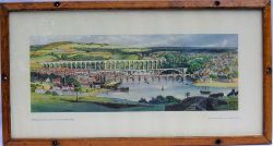 Framed and Glazed Carriage Print. BERWICK-ON-TWEED by S Badmin. Original type frame.