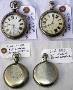 2 x Railway Guards Watches. GWR 4748. Not working missing second hand together with GWR 3716. Not