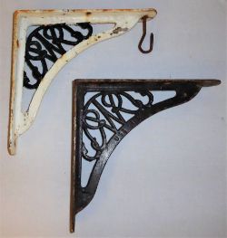 2 x GWR cast iron Signal Box shelf brackets. Both in good condition recovered from the Honeybourne