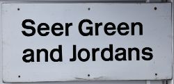 Modern Station Sign. SEER GREEN and JORDANS. Measures 42in x 20in.
