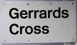 Modern Station Sign. GERRARDS CROSS. Measures 21in x 38in.