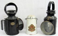 2 x LMS 3 aspect Handlamps. One stamped 1A complete with colour filters, reservoirs and LMS