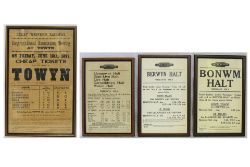 4 x Framed and glazed railway notices. 3 x BR 14 x 9 together with 1 x GWR 13 x 20.