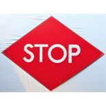 London Transport enamel sign. STOP.