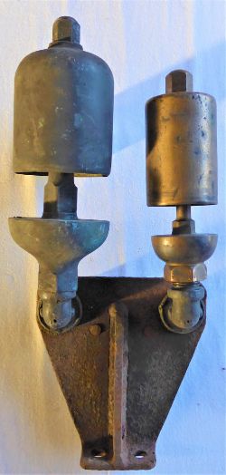 A matching pair or GWR/BRW Steam Whistles mounted onto an original loco mounting bracket. The