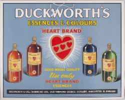 Advertising Show Card. DUCKWORTHS ESSENCES & COLOURS. OLD TRAFFORD MANCHESTER. Measures 17.5 in x