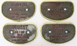 A lot containing 4 x Wagon D Plates ex SHILDON. 359470 32.5 Tons. 365357 46 Tons. 365186 46 Tons.