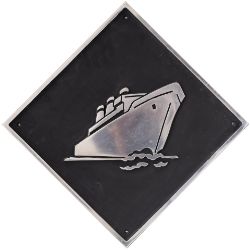 British Rail cast aluminium depot plaque for Southampton depicting An Ocean Liner. Square cast