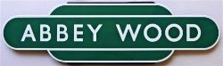 Reproduction BR(S) Totem Sign ABBEY WOOD. A quality enamel manufactured by Trackside.