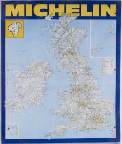 Screen Printed MICHELLIN Tin plate map of the United Kingdom. Measures 43in x 28.50 in in good