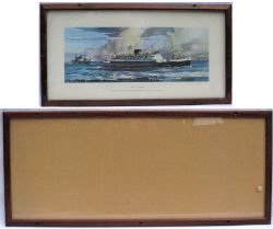 2 x Railway Carriage prints. Framed and glazed M.V. CAMBRIA in original frame with replaced back