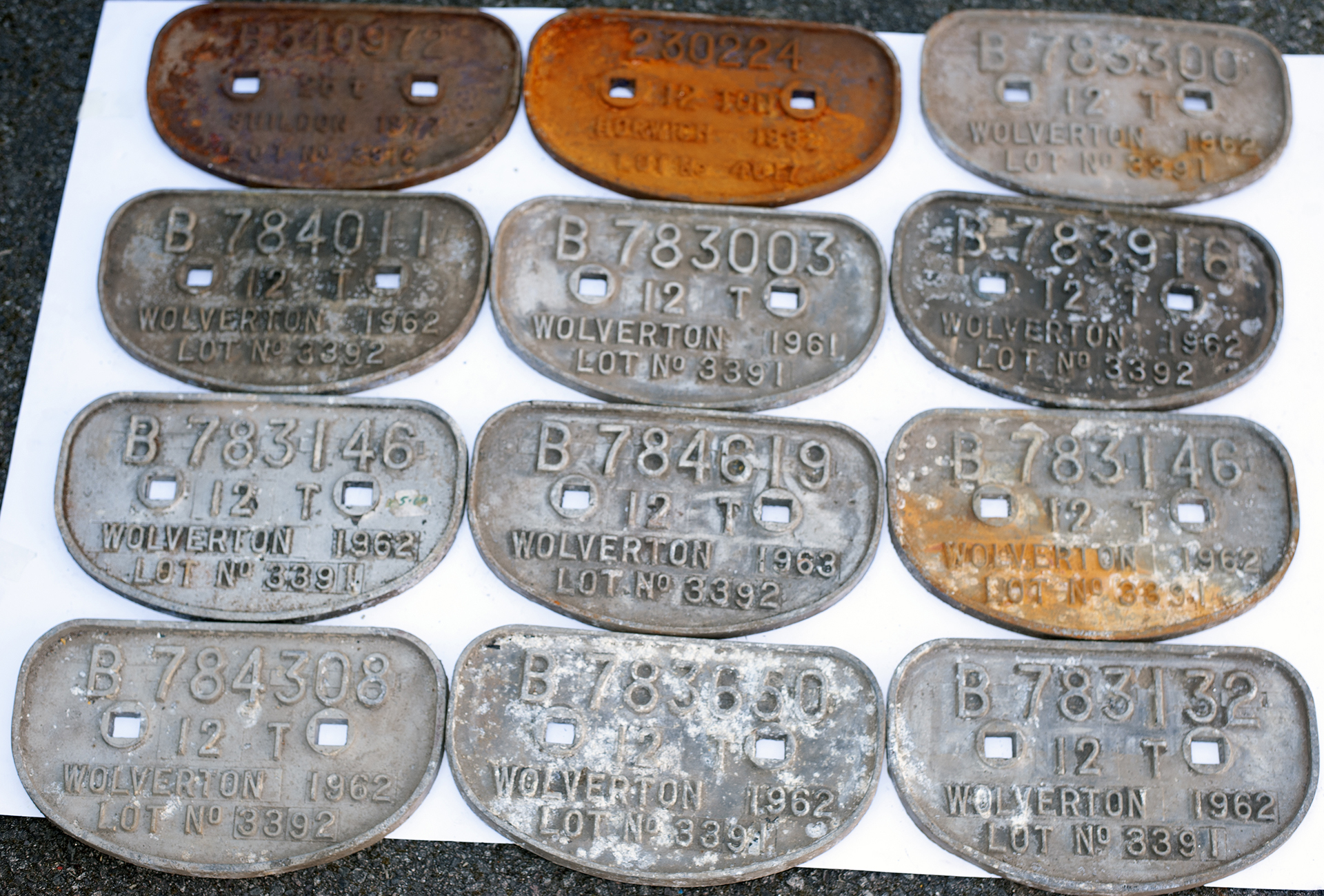 A collection of wagon D plates to include; Wolverton, Horwich and Shildon. 12 items.