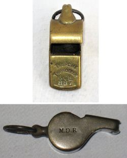 A lot containing 2 x Acme Thunderer Guards Whistles. Stamped on side M.D.R. together with GCR 887