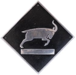 British Rail cast aluminium depot plaque for Cardiff Canton depicting the Goat. Square cast