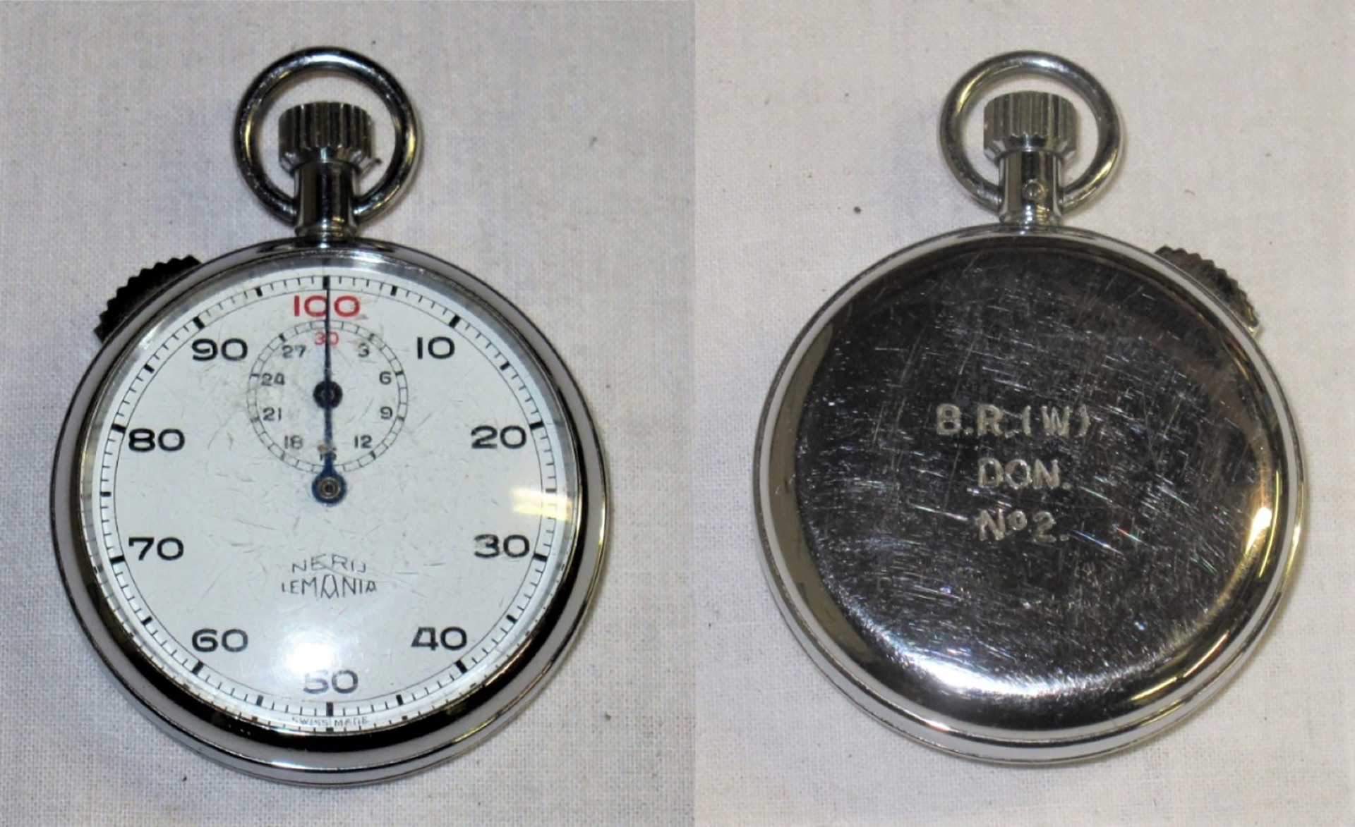 BR(W) Stop Watch. Engraved on rear BR (W) DON No2. Good condition but not working.