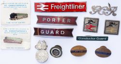 A selection of badges to include LNER St John Ambulance. GWR St John Ambulance. GCR Cap Badge.