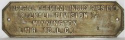 Cast iron Wagon Plate measuring 29.5 in long x 8.75 in wide. IMPERIAL CHEMICAL INDUSTRIES LTD (
