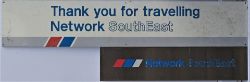 Network South East Stainless Steel Station Sign. THANK YOU FOR TRAVELLING NETWORK SOUTH EAST.