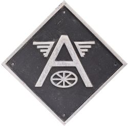 British Rail cast aluminium depot plaque for Allerton depicting the winged A. Square cast