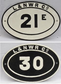 2 x L&NWR Cast iron bridge plates. L&NWRCo 21E and L&NWRCo 30. Both repainted.