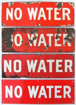 4 x enamel signs. NO WATER. Believed to be used at out stations without watering facilities.