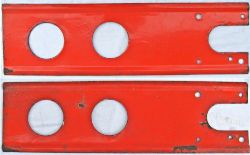2 x GWR enamel Red Backing Signal Arms. Good original condition.