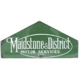 Bus enamel timetable heading MAIDSTONE & DISTRICT MOTOR SERVICES LTD. In good condition with some