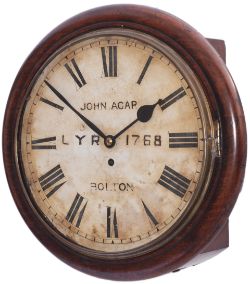 Lancashire and Yorkshire Railway 12in dial mahogany cased railway clock with a spun brass bezel